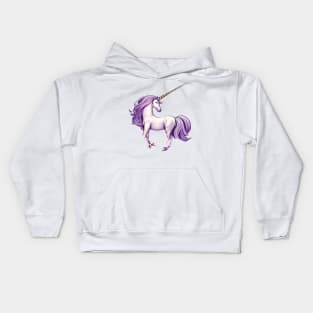 Fantasy White Purple Unicorn Design Kids Hoodie